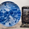 Sammelteller Berlin Design - Serie: Alt Bremerhaven - Erste Geestebrücke um 1857 - blaues Porzellan  - Made in Germany - 9D1 - TOP Zustand
