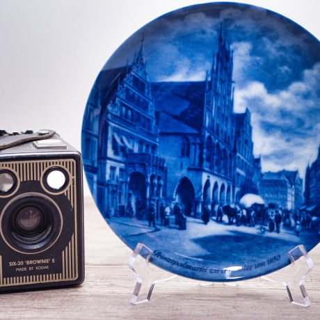 Sammelteller Berlin Design - Serie: Münsterland - Der Prinzipalmarkt zu Münster - blaues Porzellan  - Made in Germany - 9D1 - TOP Zustand