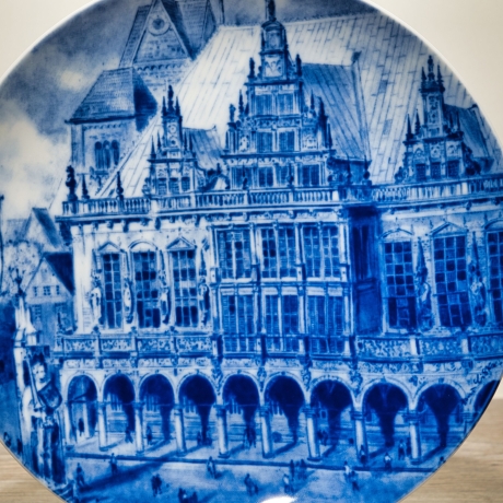 Sammelteller, Städteteller: Bremen - Berlin Design - blaues Porzellan  - Made in Germany - mit Karton - 8C1 - TOP Zustand