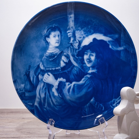 Sammelteller Berlin Design - Serie: Rembrandt - R und Saskia   - blaues Porzellan  - Auflage 5.000 - Made in Germany - 9E2 - TOP Zustand