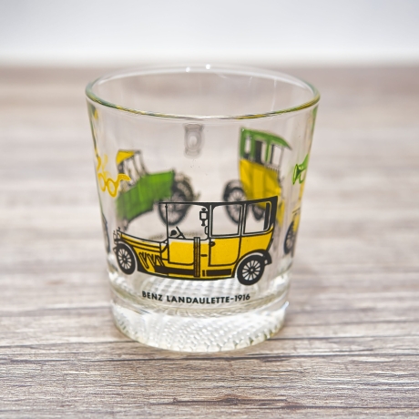 Außergewöhnliche Sammel-Gläser - Motiv: diverse Oldtimer - Farbiger Aufdruck - 2er-Set -  9C2