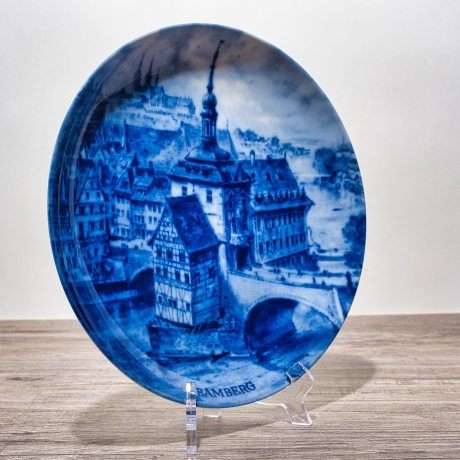 Sammelteller, Städteteller: Bamberg - Berlin Design - blaues Porzellan  - Made in Germany - mit Karton - 8D1 - TOP Zustand