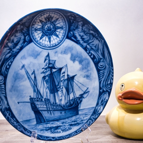 Sammelteller Schiff - Santa Maria 25/1250 - Berlin Design Nautica - blaues Porzellan - begrenzte Auflage - Made in West Germany (9E2) TOP