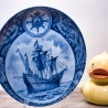 Sammelteller Schiff - Santa Maria 25/1250 - Berlin Design Nautica - blaues Porzellan - begrenzte Auflage - Made in West Germany (9E2) TOP