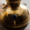 Deckenlampe im Jugendstil aus Messing mit Glassteinen, E27 Fassung, auf Wunsch mit Leuchtmittel, neue Verkabelung, Handmade in Germany