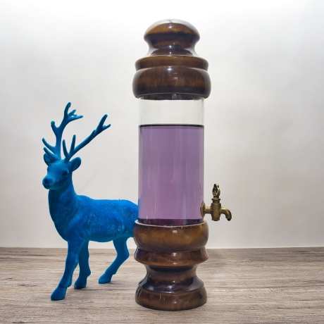 Einzigartige Getränke Zapfsäule,  Alkoholspender, vermutlich aus den 1970er Jahren - Aus Glas und Holz - voll funktionsfähig - 9C3