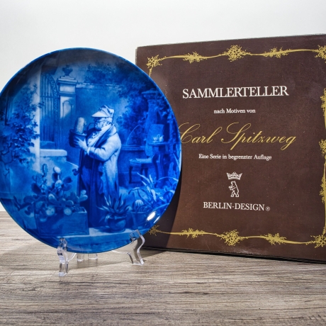Sammelteller: Der Kaktusliebhaber / Carl Spitzweg - Berlin Design - blaues Porzellan  - Nummer 70 von 5000 - mit Karton - TOP Zustand - 8D2