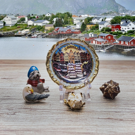 Sammelteller, Städteteller: Bergen - Original Nord Souvenir ©  - 11 cm  - farbenfroher Motivteller - 9B1