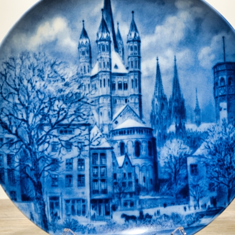 Sammelteller, Städteteller: Köln - Berlin Design - blaues Porzellan  - Made in Germany - mit Karton - 8B1 - TOP Zustand