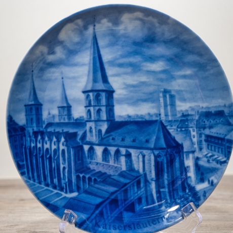 Sammelteller Berlin Design - Städteteller Kaiserslautern- Stiftskirche - blaues Porzellan - Made in Germany - 9D2