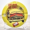 3er Set Blech Aschenbecher, vermutlich 1970er Jahre, 50er Jahre US Werbung (Ford, Genral Motors, Greyhound Bus)  - 9C3