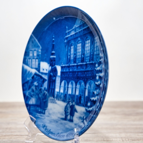 Weihnachtsteller - 1972: Bremen - von Berlin Design - blaues Porzellan - begrenzte Auflage - Made in West Germany - TOP Zustand (8C3)