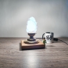 Unikat Handgefertigte Nachttischlampe aus Eiche & Vintage-Messing mit edlem Glasschirm inkl. Echtheitszertifikat – Unikat aus Kiel - LP:H1