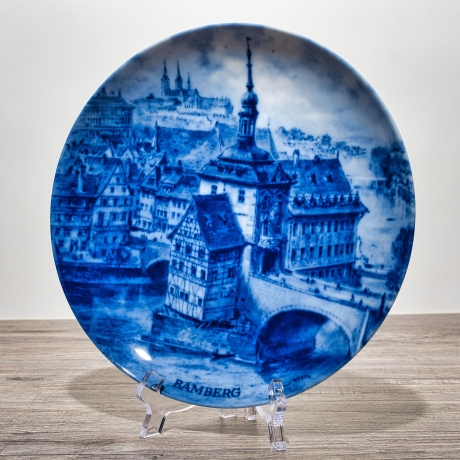 Sammelteller, Städteteller: Bamberg - Berlin Design - blaues Porzellan  - Made in Germany - mit Karton - 8D1 - TOP Zustand