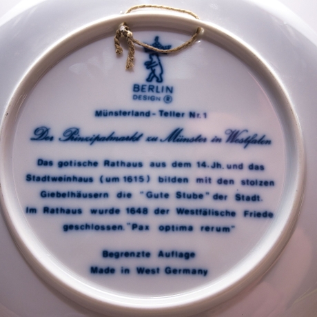 Sammelteller Berlin Design - Serie: Münsterland - Der Prinzipalmarkt zu Münster - blaues Porzellan  - Made in Germany - 9D1 - TOP Zustand