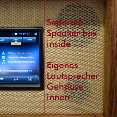 Röhrenradio Retromod: Holzgehäuse Radio mit Android Radio (Touchscreen Wi-Fi, Bluetooth) umgebaut- 2 JBL Speaker + Bassreflex - Einzelstück