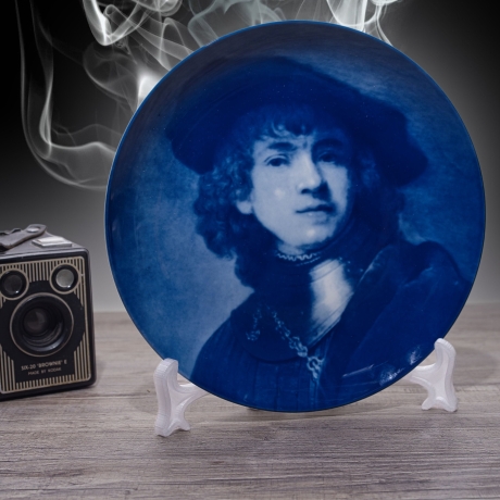 Sammelteller Berlin Design - Serie: Rembrandt - Selbstbildnis   - blaues Porzellan  - Auflage 5.000 - Made in Germany - 9E1 - TOP Zustand