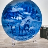 Sammelteller Muttertag: 1980 Ziegenfamilie - Berlin Design - blaues Porzellan  - Made in West Germany - 19,5 cm - 8B3 - TOP Zustand