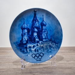 Sammelteller Berlin Design - Olympischen Spiele in Moskau - blaues Porzellan - Made in Germany - 9E1 - TOP Zustand