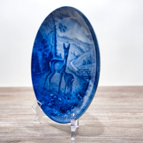 Sammelteller Muttertag: 1976 Rehe - Berlin Design - blaues Porzellan  - Made in West Germany - 19,5 cm - 8B3 - TOP Zustand