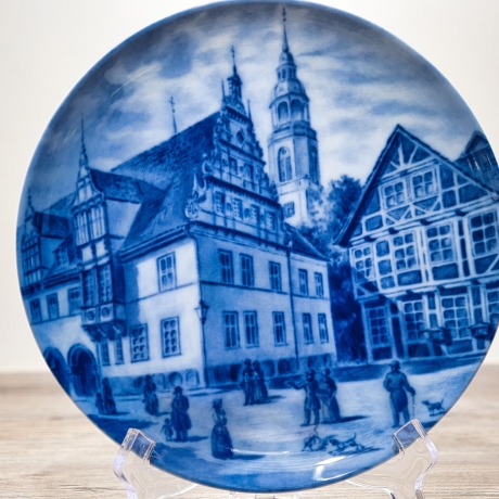 Sammelteller Berlin Design - Städteteller Celle- Rathaus und Stadtkirche - blaues Porzellan - Made in Germany - 9D2 - TOP Zustand