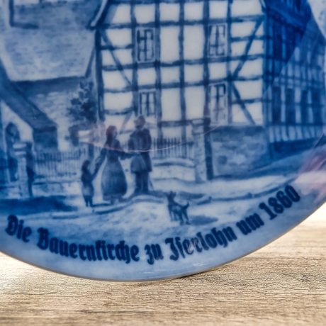 Sammelteller Berlin Design - Städteteller Iserlohn - Die Bauernkirche um 1860 - blaues Porzellan - Made in Germany - 9D2 - TOP Zustand