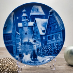 Christmas - 1971:  Rothenburg on Tauber - von Berlin Design - blaues Porzellan - begrenzte Auflage - Made in West Germany (8F1)