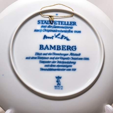 Sammelteller, Städteteller: Bamberg - Berlin Design - blaues Porzellan  - Made in Germany - mit Karton - 8D1 - TOP Zustand