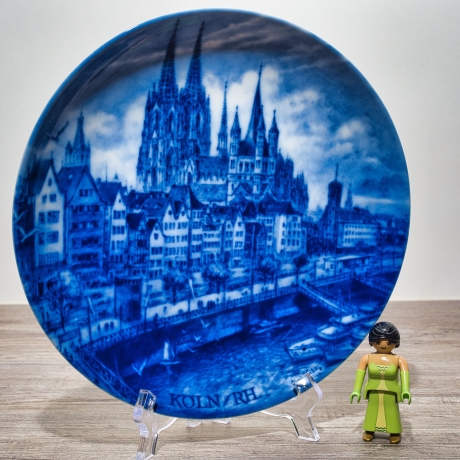Sammelteller, Städteteller: Köln - Berlin Design - blaues Porzellan  - Made in Germany - mit Karton - 8C1 - TOP Zustand