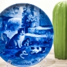 Sammelteller Muttertag: 1975 Katzen - Berlin Design - blaues Porzellan  - Made in West Germany - 19,5 cm - 8B3 - TOP Zustand