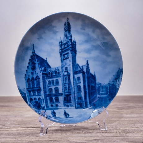 Sammelteller Berlin Design - Städteteller Hagen - Rathaus um 1900 - blaues Porzellan - Made in Germany - 9D2 - TOP Zustand