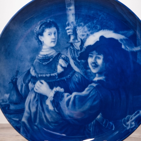 Sammelteller Berlin Design - Serie: Rembrandt - R und Saskia   - blaues Porzellan  - Auflage 5.000 - Made in Germany - 9E2 - TOP Zustand
