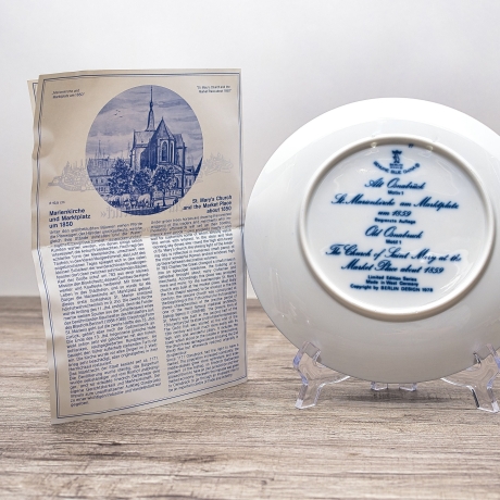 Sammelteller Berlin Design - Städteteller Alt Osnabrück - St. Marienkirche um 1859- blaues Porzellan - Made in Germany - 9D2 - TOP Zustand