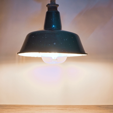 Deckenlampe K.W.E. Modell A23 Vintage Fabriklampe mit Juteseil-Aufhängung ausgestattet - E27 Fassung - MADE IN GERMANY - LA123, Upcycling