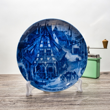 Sammelteller, Städteteller: Rothenburg ob der Tauber - Berlin Design - blaues Porzellan  - Made in Germany - mit Karton - 8E1 - TOP Zustand