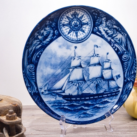 Sammelteller Schiff - Humboldt 6/1250 - Berlin Design Nautica - blaues Porzellan - begrenzte Auflage - Made in West Germany (9E2) TOP