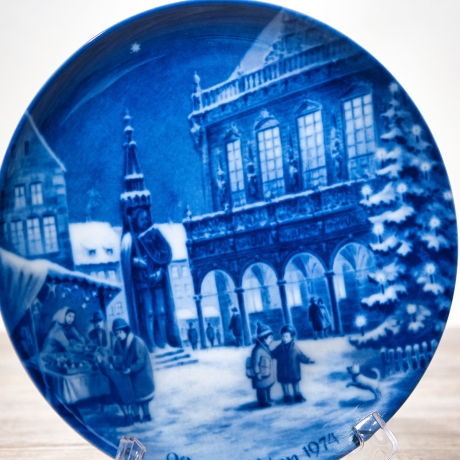 Weihnachtsteller - 1972: Bremen - von Berlin Design - blaues Porzellan - begrenzte Auflage - Made in West Germany - TOP Zustand (8C3)