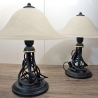 Designer Tischlampen-Paar - von Emme Pi Light 1TL mit Alabaster Glasschirm, neue Kabel, neue Stecker sowie sparsame LED Leuchtmittel