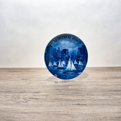 Sammelteller Berlin Design - Deutscher Olympia Teller Montreal 1976 - blaues Porzellan - Made in Germany - 9E1 - TOP Zustand
