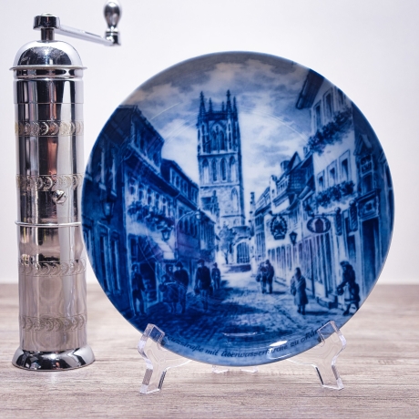 Sammelteller Berlin Design - Serie: Münsterland - Kreuzstraße mit Überwasserkirche - blaues Porzellan  - Made in Germany - 9D1 - TOP Zustand