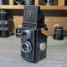 Plascaflex Rollfilmkamera aus den 1950er Jahren in überraschend gutem Zustand. Alles funktioniert. Blende, Verschluss und Sucher geprüft.