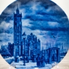 Sammelteller Berlin Design - Serie: Alt Bremerhaven - Die Schleuse zum Hafen 1854 - blaues Porzellan  - Made in Germany - 9D1 - TOP Zustand