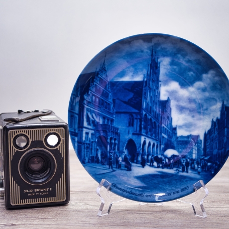 Sammelteller Berlin Design - Serie: Münsterland - Der Prinzipalmarkt zu Münster - blaues Porzellan  - Made in Germany - 9D1 - TOP Zustand