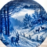 Weihnachtsteller 1983  - Lichte Porzellan, blaues Porzellan, Echt Kobalt,  DDR Produkt - Made in GDR, Porzellan 1A, Aufhängung speziell8C3