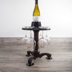 Upcycling Unikat: Weinglas Träger mit Flaschenhalter für den gepflegten Esstisch - gefertigt aus den Resten einer Wohnzimmer Lampe und PLA