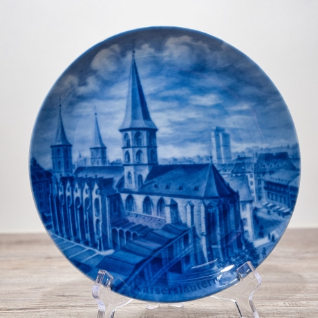 Sammelteller Berlin Design - Städteteller Kaiserslautern- Stiftskirche - blaues Porzellan - Made in Germany - 9D2