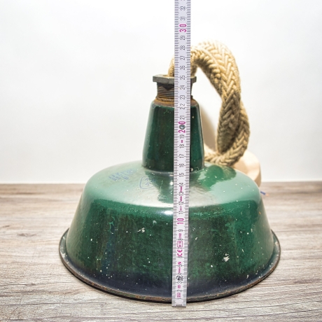 Deckenlampe K.W.E. Modell A23 Vintage Fabriklampe mit Juteseil-Aufhängung ausgestattet - E27 Fassung - MADE IN GERMANY - LA123, Upcycling