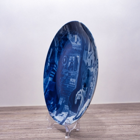 Sammelteller Berlin Design - Serie: Carl Spitzweg - Postbote  - blaues Porzellan  - Auflage 5.000 - Made in Germany - 9E2 - TOP Zustand