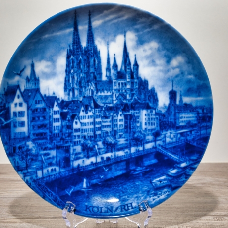 Sammelteller, Städteteller: Köln - Berlin Design - blaues Porzellan  - Made in Germany - mit Karton - 8C1 - TOP Zustand