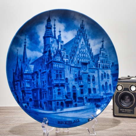 Sammelteller, Städteteller: Breslau - Berlin Design - blaues Porzellan  - Made in Germany - mit Karton - 8E2 - TOP Zustand